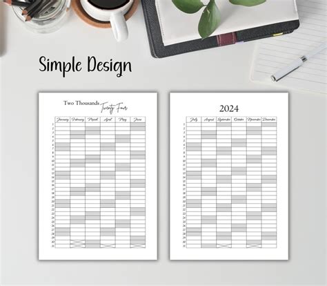 Printable 2024 Yearly Planner 2024 Calendar Year Planner Insert Year