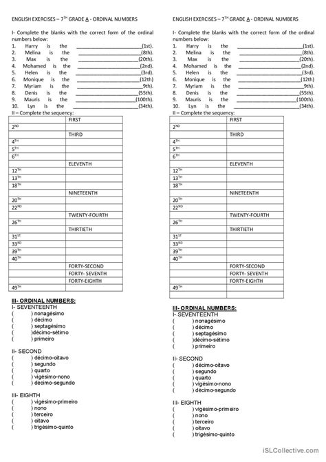 Ordinal Numbers Exercises English Esl Worksheets Pdf Doc 56 Hot Sex Picture