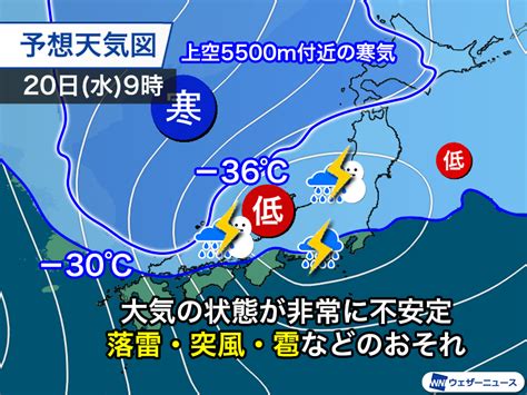 春分の日は全国的に荒天 雷雨や大雪、突風、雹などに警戒 ウェザーニュース