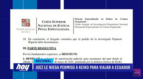 Juez Le Niega Permiso A Keiko Para Viajar A Ecuador Noticias Del Perú