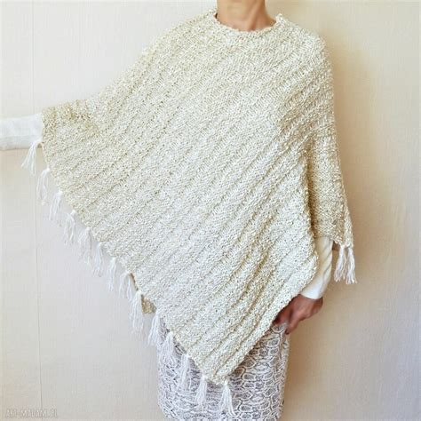 ponczo ręcznie robione na drutach handmade 14 poncho ღ art Madam pl