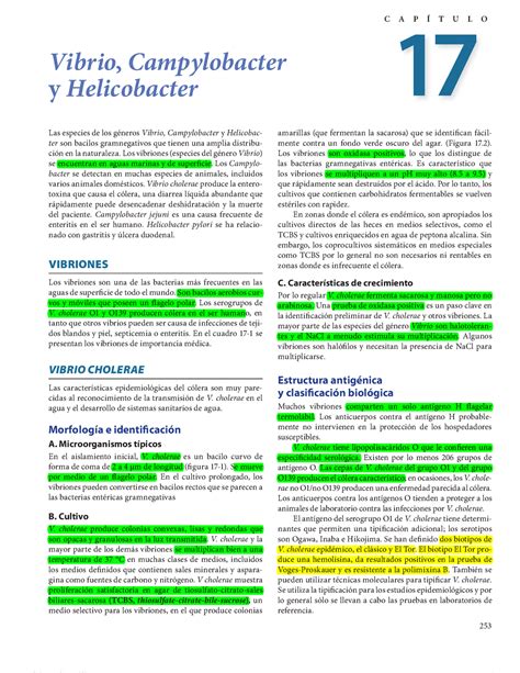 Capitulo 17 Vibrio Campylobacter Y Helicobacter 253 Vibrio