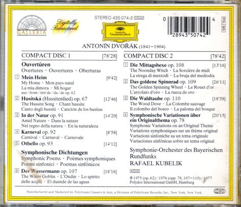 ANTONIN DVORAK Overtures Symphonic Poems Symphonic Variations 2 CD