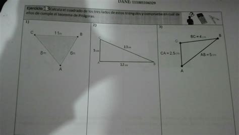 Calcula El Cuadrado De Los Tres Lados De Estos Triangulos Y Comprueba