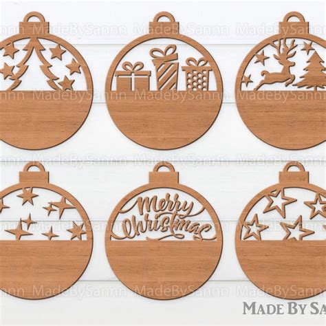 Laser Cut Wooden 3d Christmas Ball Ornament Svg Glowforge Etsy