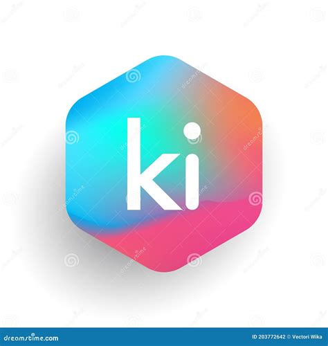 Letter KI Logo In Hexagon Shape And Colorful Background Letter