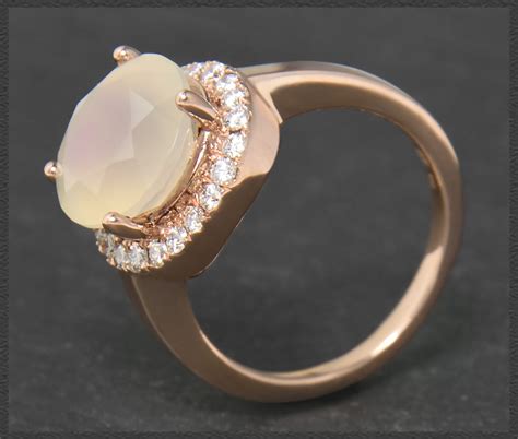 Diamant Chalcedon Ring Rotgold Clogau Brillant Gold