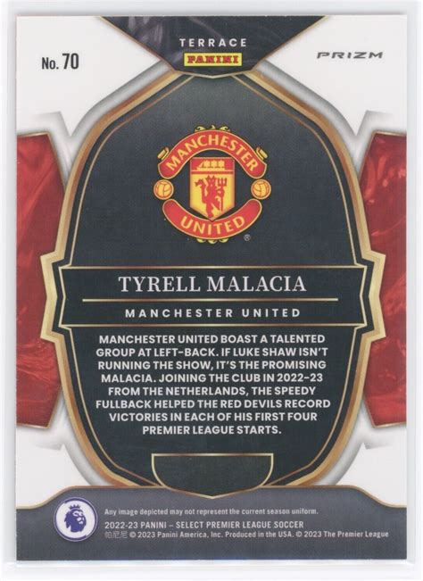 Tyrell Malacia Panini Select Epl Rookie Tri Color Prizm Rc