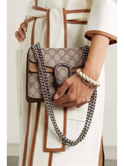 Gucci Dionysus Mini Printed Coated Canvas And Suede Shoulder Bag Net