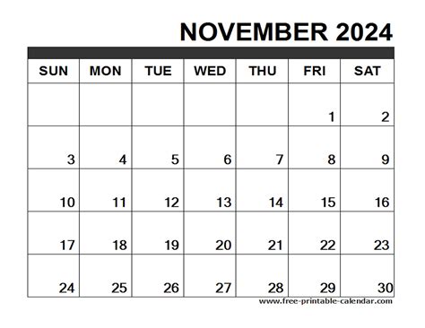 November 2024 Calendar Printable Free Printable Calendar