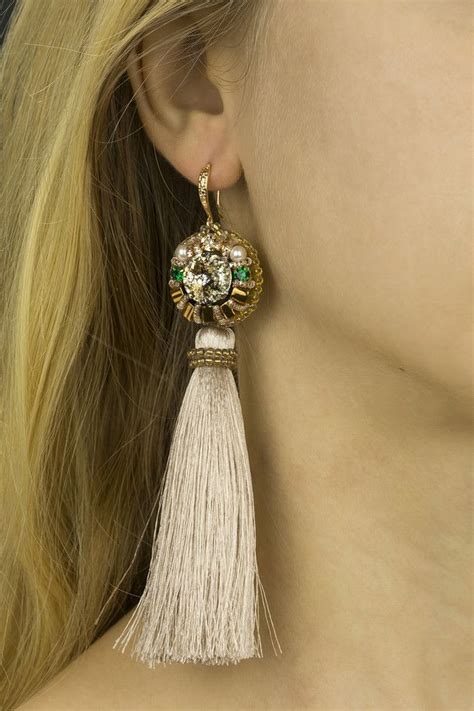 Beige Dangle Earrings A Unique Product By Nataly Makina Via En