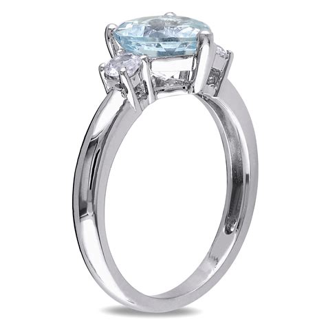 Miabella Women’s 1 4 5 Carat T G W Heart Shape Aquamarine And Round Cut Created White Sapphire