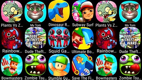 Plants Vs Zombies 2 My Talking Tom Subway Surf Rainbow Garten Squid