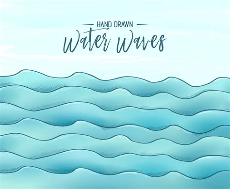 Hand Drawn Water Waves Vector Background Vector Art Graphics