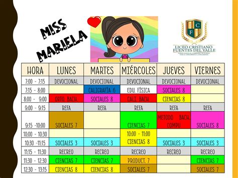 Horario De Clases De Maestras De Educacion Bachillerato Ppt