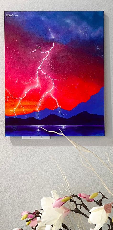 Lightning Strike 16in X 20in Painting - Etsy