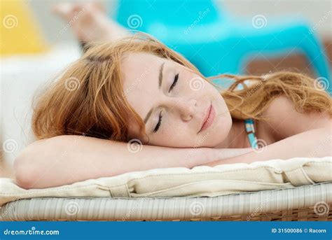 Sleeping Woman In Deck Chair Royalty Free Stock Image Image 31500086