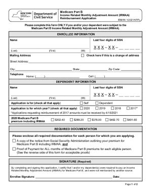 2023 Irmaa Reimbursement Form - Printable Forms Free Online