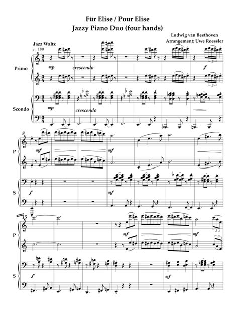 For F R Pour Elise Arr Uwe Roessler R Ssler Rassler Sheet