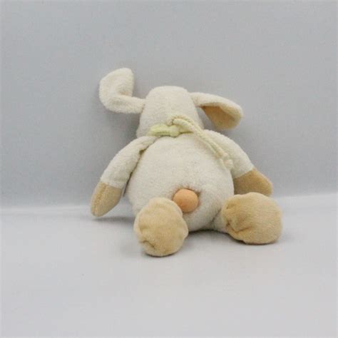 Doudou Musical Mouton Agneau Blanc Beige Foulard Vert Bengy