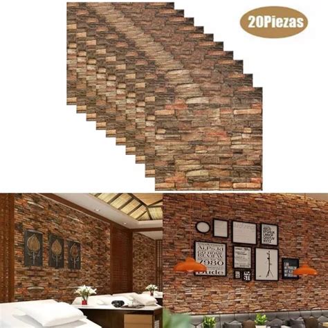 Pegatina 3d Pared Patron Ladrillo Papel Tapiz 38x35cm 20pcs Meses Sin