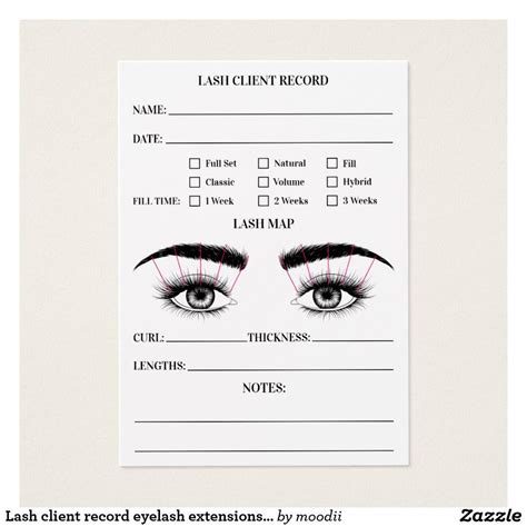 Lash Client Record Eyelash Extensions Modern White Zazzle Eyelash