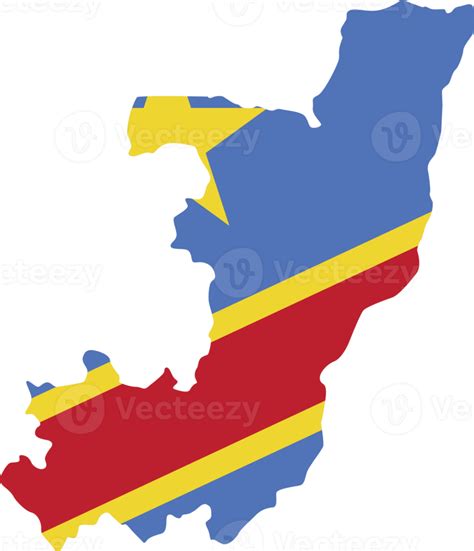 Republic Of The Congo Map City Color Of Country Flag 12096556 Png