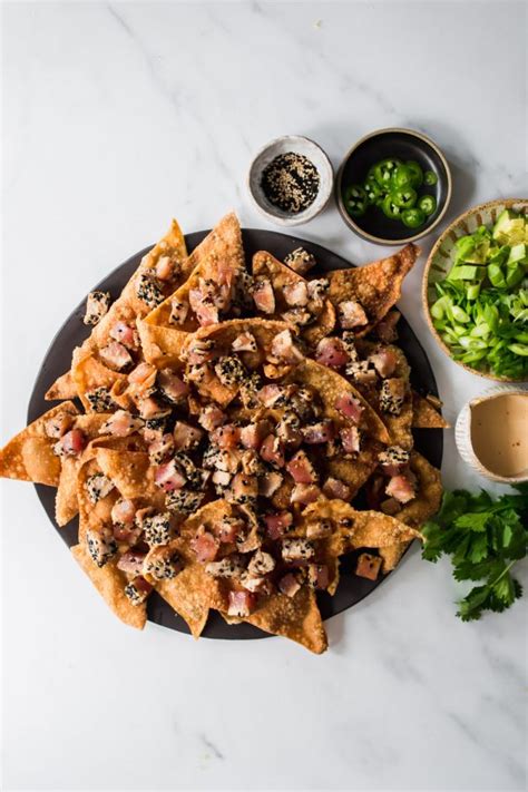 Easy Wonton Nachos With Ahi Tuna Poke