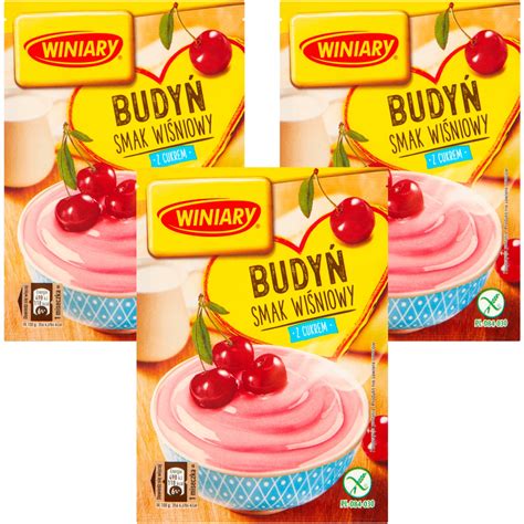 WINIARY Budyń smak Wiśniowy z cukrem 3 x 60 g 9708872004 Allegro pl