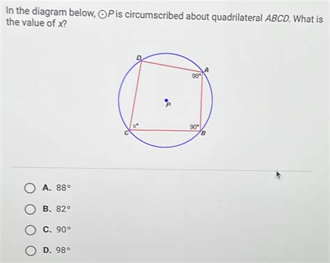 Solved In The Diagram Below Odot P Is Circumscribed About