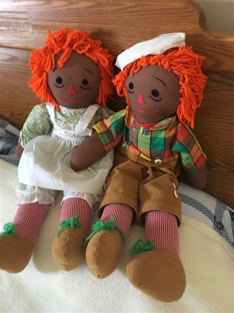 Vintage Black Raggedy Ann And Andy Dolls Large 24 Inches Tall Etsy