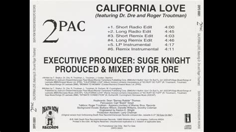 Pac Feat Dr Dre Roger Troutman California Love Long Radio