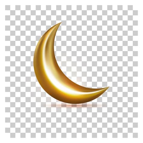 Premium Vector Crescent Moon Golden 3d And Transparent Background