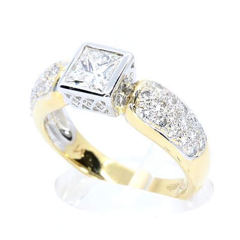 18ct Gold Princess Cut Bezel Set Diamond Ring Allgem Jewellers