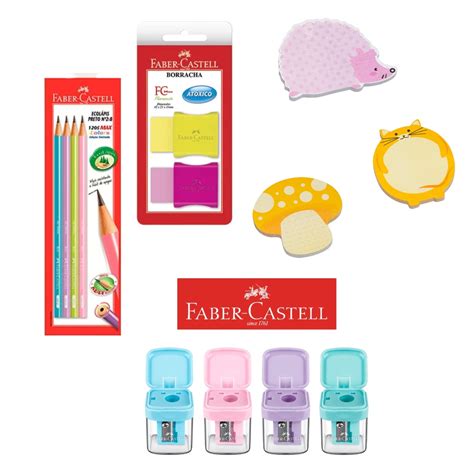 Kit Material Escolar Faber Castell Volta As Aulas Lapis Borracha