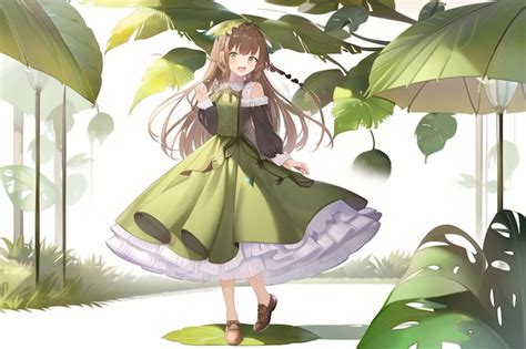 Premium Photo | Anime girl in a green dress