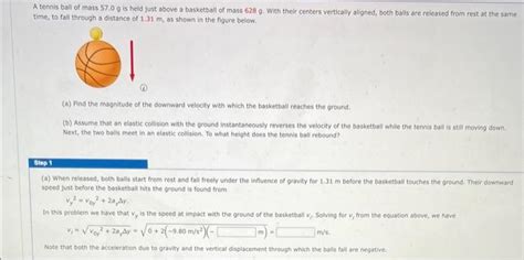 Solved A Tennis Ball Of Mass G Is Held Just Above A Chegg