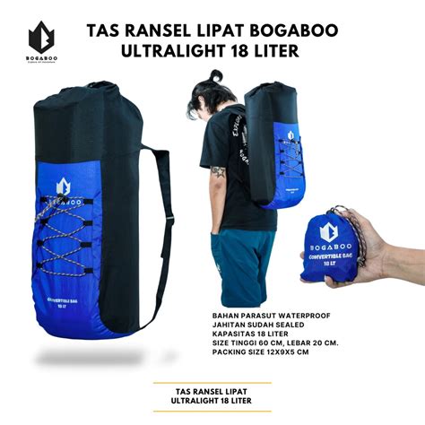 Jual COD Tas Ransel Lipat BOGABOO Ultralight Kapasitas 18 Liter