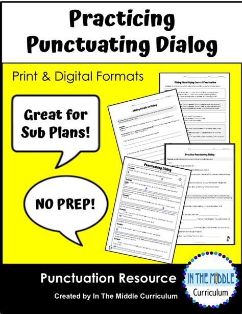 Practice Punctuating Dialog Free Teaching Resources