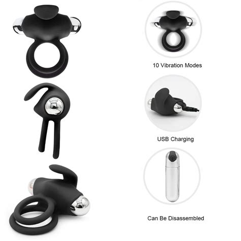 Rechargeable Soft Silicone Rabbit Vibrating Cock Ring With 10 Powerful Vibration Modes