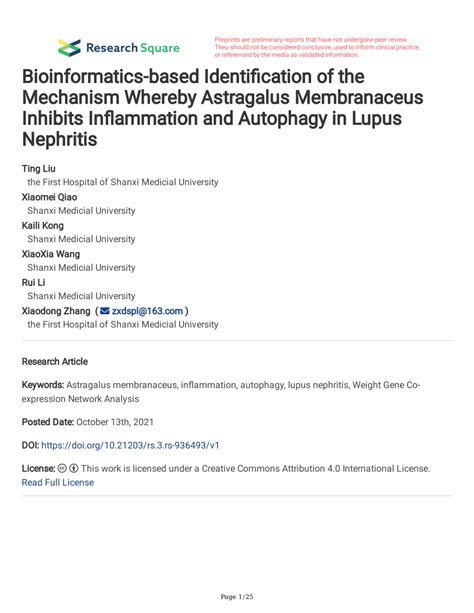 PDF Bioinformatics Based Identification Of The Mechanism Whereby