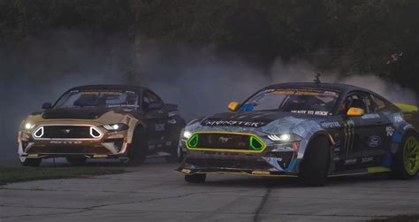 Vaughn Gittin Jr And Chelsea Denofa Drift Their Ford Mustangs Video