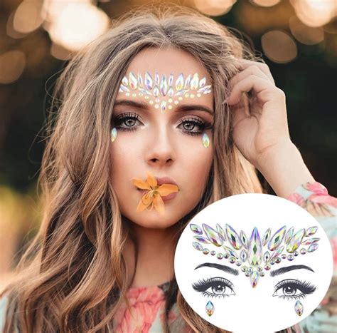 4 Sets Face Jewels Tattoo Stickers Rhinestone Rave Party Gems Glitter