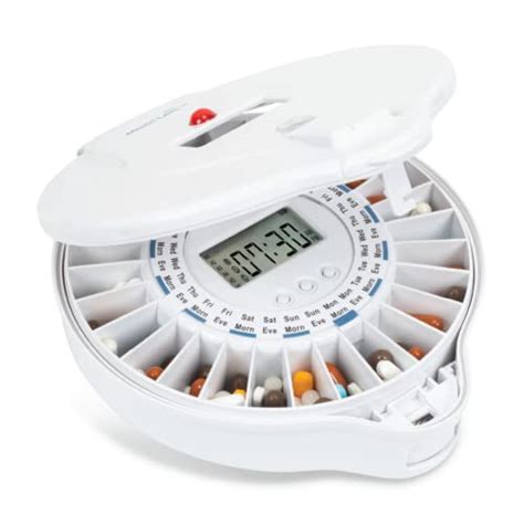 Med-E-Lert Premium Locking Automatic Pill Dispenser (XL Solid White Lid ...