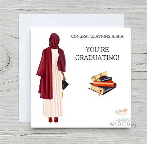 Graduation Card For Muslim Women Personalised Congratulations Etsy Uk