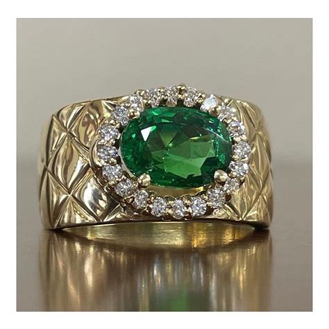 Kt Yellow Gold Tsavorite And Diamond Ring Etsy