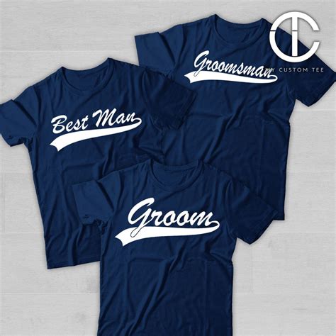 5 Groomsmen Shirts Team Groom Bachelor Party Baseball Sports