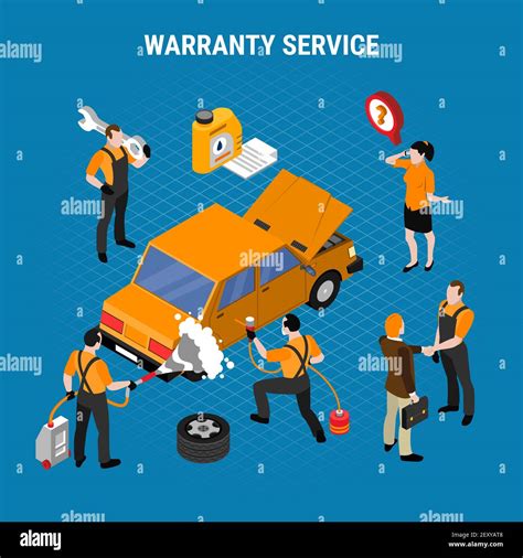 Warranty Service Isometric Concept With Work And Tools Symbols Vector