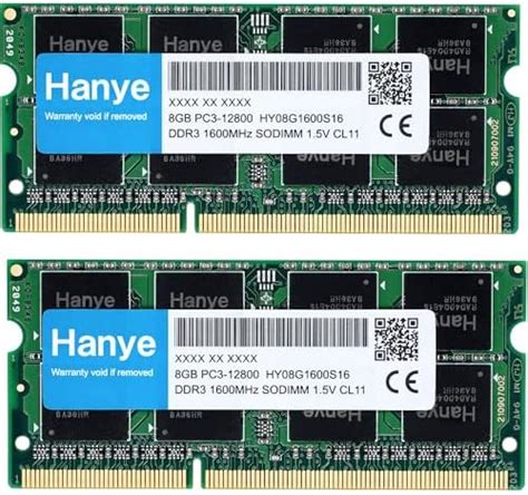 Jp ノートpc用メモリ Ddr3 1600 Pc3 12800 16gb（8gbx2枚）sodimm Hanye【5年