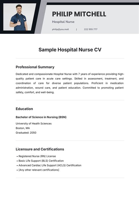 Free Nurse Cv Templates And Examples Edit Online And Download